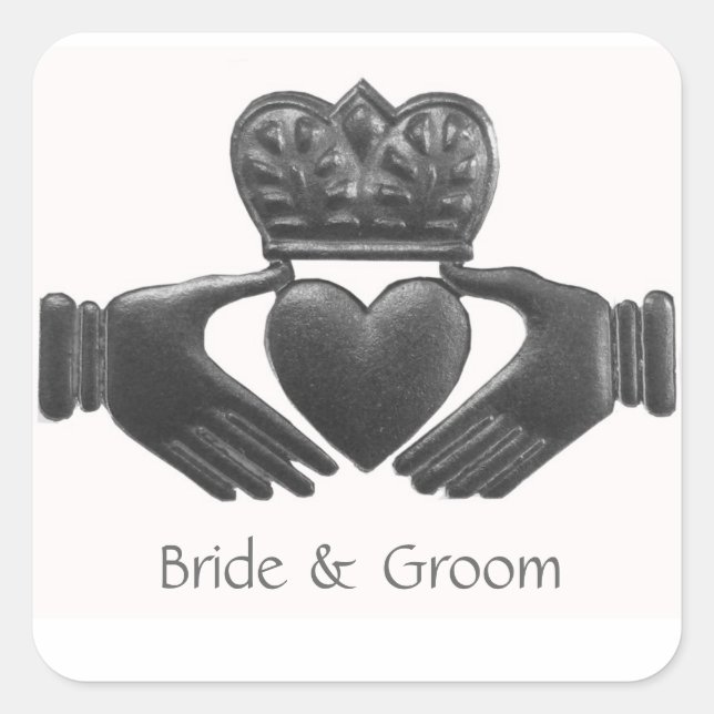 Irish Claddagh Heart shaped Love Symbol Square Sticker (Front)