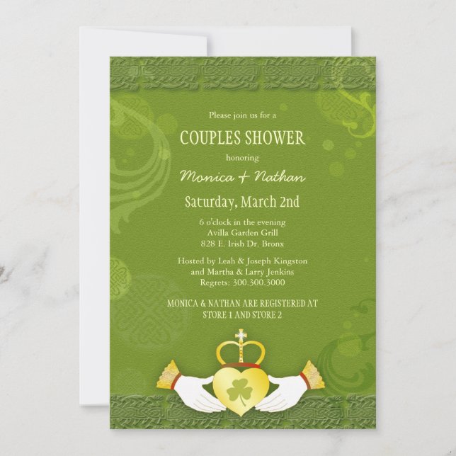Irish Claddagh Heart Wedding Couples Shower Invitation (Front)