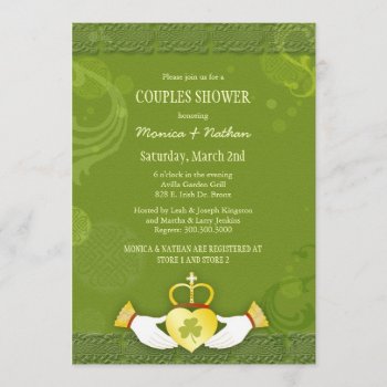Irish Claddagh Heart Wedding Couples Shower Invitation by BridalHeaven at Zazzle