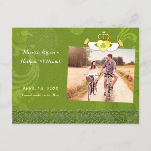 Irish Claddagh Heart Wedding Photo Save the Date Announcement Postcard