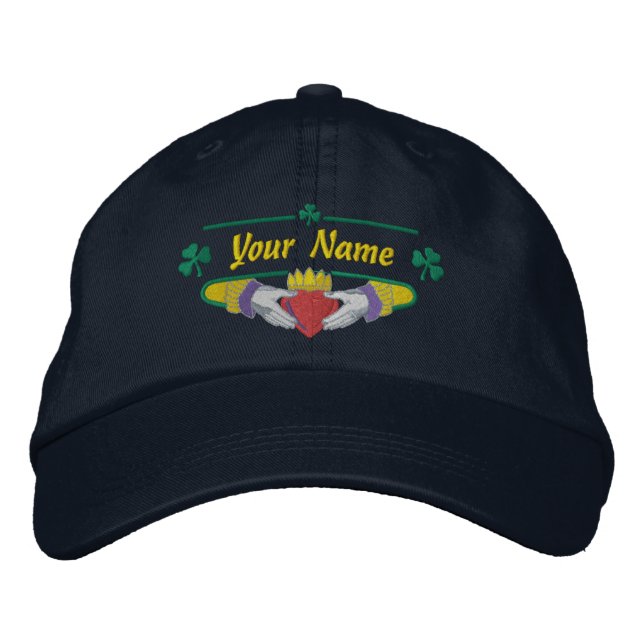 Irish Claddagh Personalized Embroidered Baseball Cap (Front)