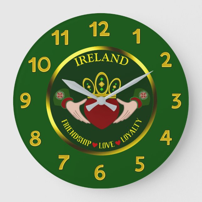 Irish Claddagh Personalized Large Clock (Front)