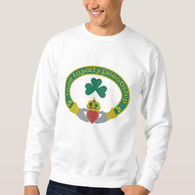 Irish Claddagh Ring Embroidered Sweatshirt (Front)