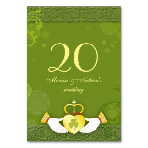 Irish Claddagh Ring Green Wedding Table Numbers