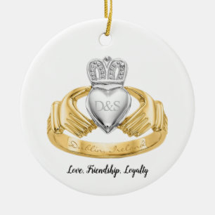 Irish Claddagh Ring Personalised Ceramic Ornament