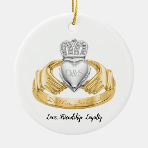 Irish Claddagh Ring Personalised Ceramic Ornament