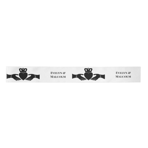 Irish Claddagh Ring Simple Black and White Wedding Satin Ribbon