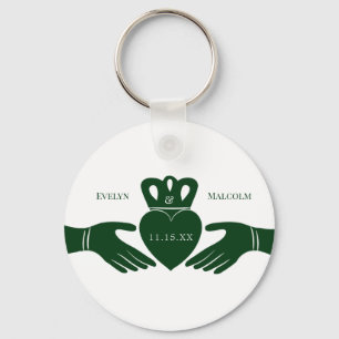 Irish Claddagh Ring Simple Graphic Green Wedding Keychain