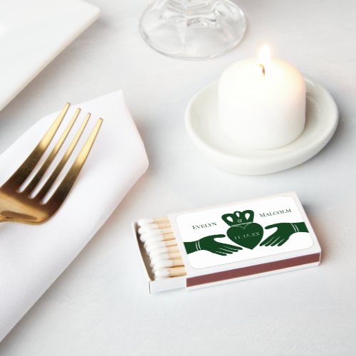 Irish Claddagh Ring Simple Graphic Green Wedding Matchboxes
