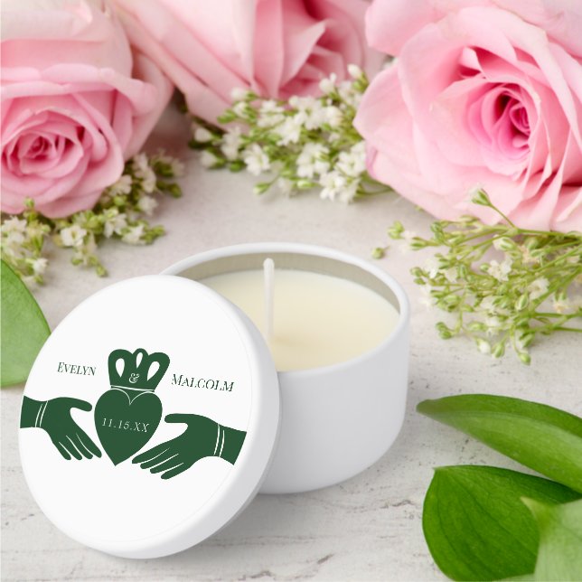 Irish Claddagh Ring Simple Graphic Green Wedding Mini Candle Favors (Insitu (Wedding))