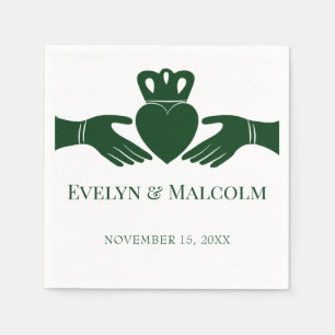 Irish Claddagh Ring Simple Graphic Green Wedding Napkins