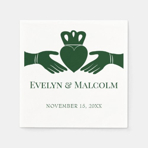 Irish Claddagh Ring Simple Graphic Green Wedding Napkins