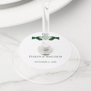 Irish Claddagh Ring Simple Graphic Green Wedding Wine Glass Tag