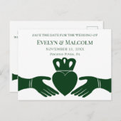 Irish Claddagh Ring STD Save the Date Wedding Announcement Postcard (Front/Back)