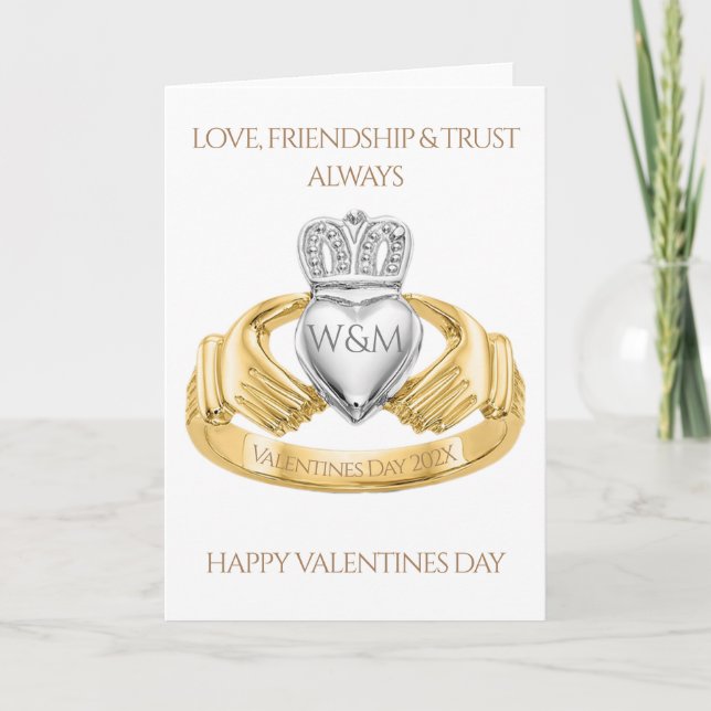 Irish Claddagh Ring Valentine's Day Card (Front)