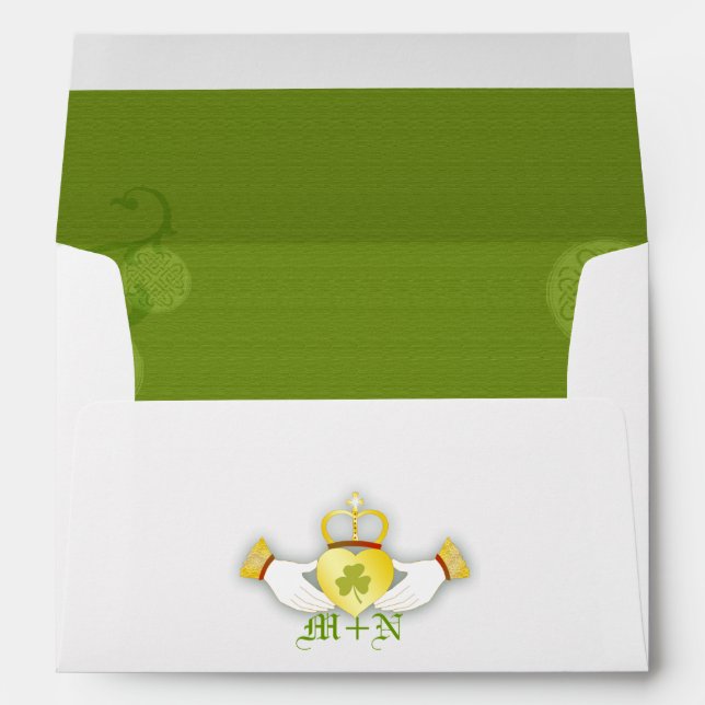 Irish Claddagh Ring Wedding Pre Addressed Envelope (Back (Bottom))
