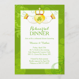 Irish Claddagh Ring Wedding Rehearsal Dinner Invitation