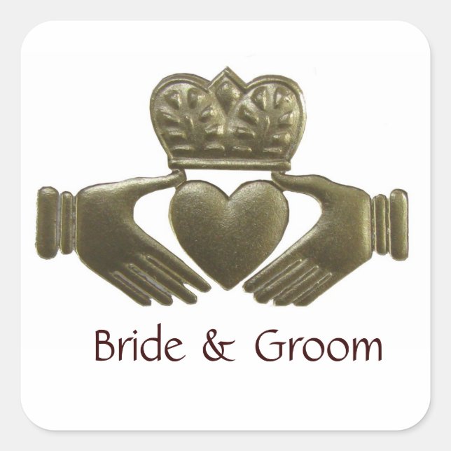 Irish Claddagh Square Gold Wedding Seals (Front)