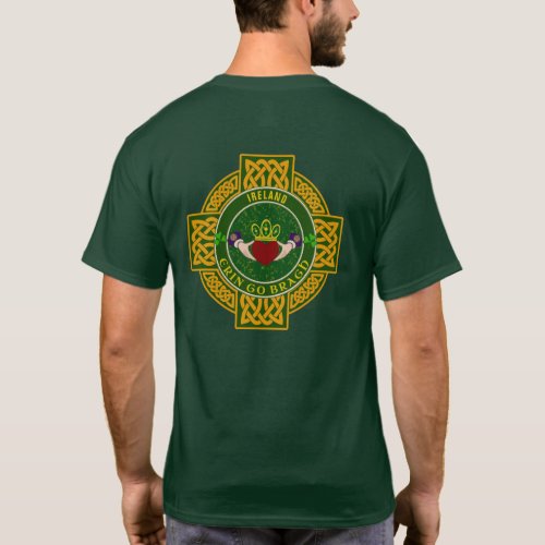 Irish Claddagh wGolden Celtic Cross Personalized T_Shirt