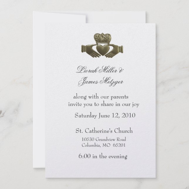 Irish Claddagh Wedding Invitation (Front)
