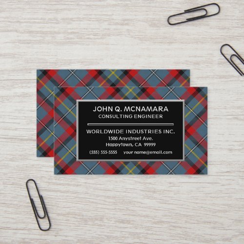 Irish Clan MacNamara McNamara Tartan Plaid Business Card