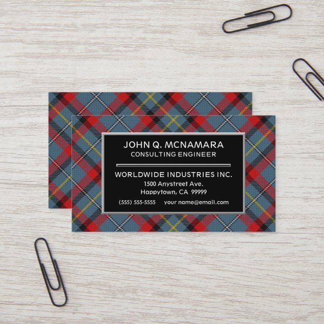 Irish Clan MacNamara McNamara Tartan Plaid Business Card (Front/Back In Situ)