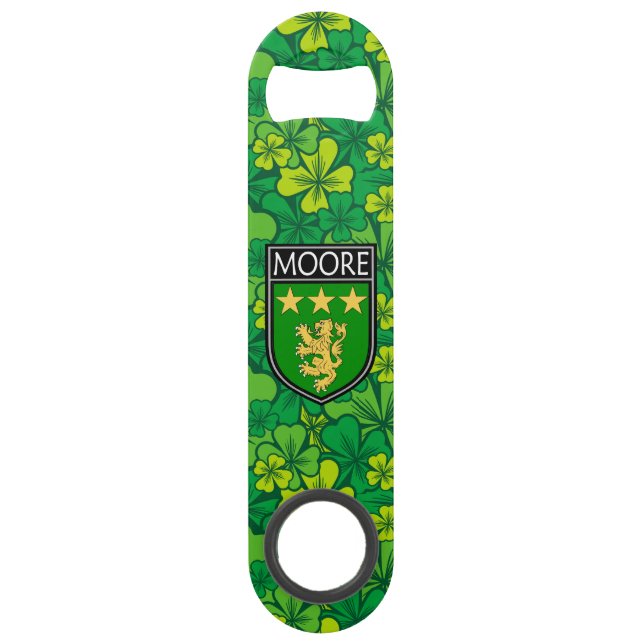 Irish - Clan Moore Crest & Shamrock Bar Key (Front)