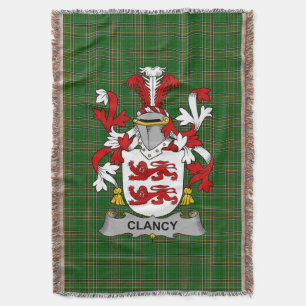 Irish Clancy or McClancy Coat of Arms Family Cres Throw Blanket