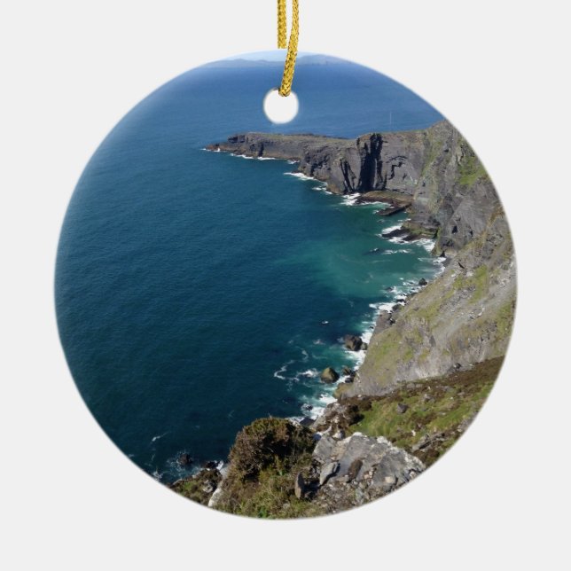 Irish Cliffs In Dingle Ireland By The Ocean Ceramic Ornament (Front)