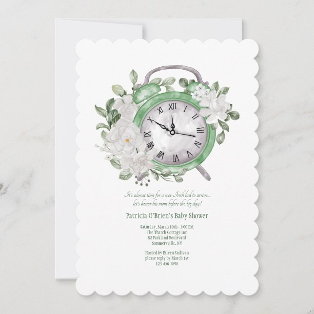 Irish Clock  Invitation (Front)