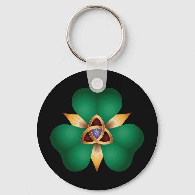 Irish Clover and Trinity Knot Charm Keychain (Front)