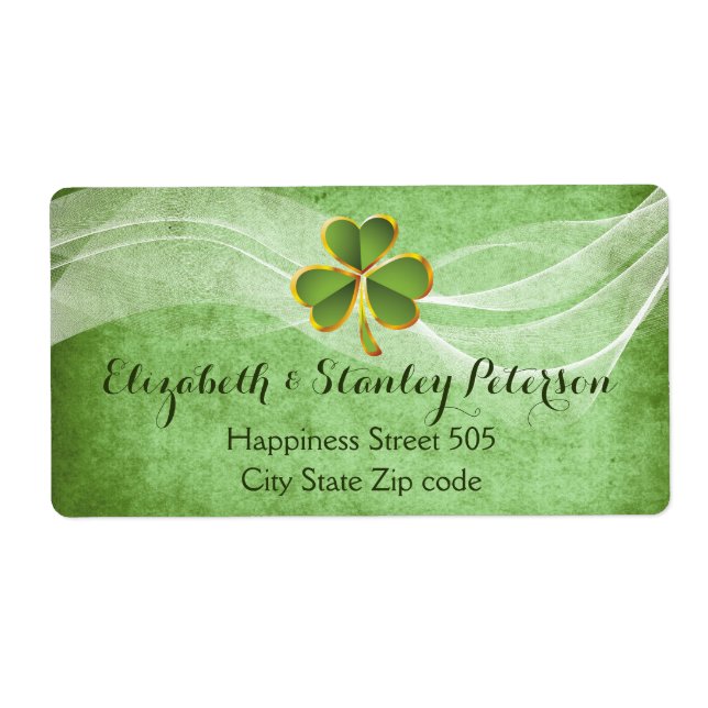 Irish clover and white veil green Irish wedding Label (Front)