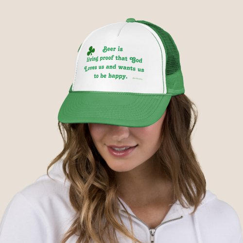 Irish clover beer quote hat