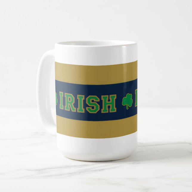 Irish Clover blue and gold Coffee Mug (Front Left)