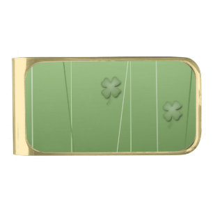 Irish Clover Design Gold Finish Money Clip