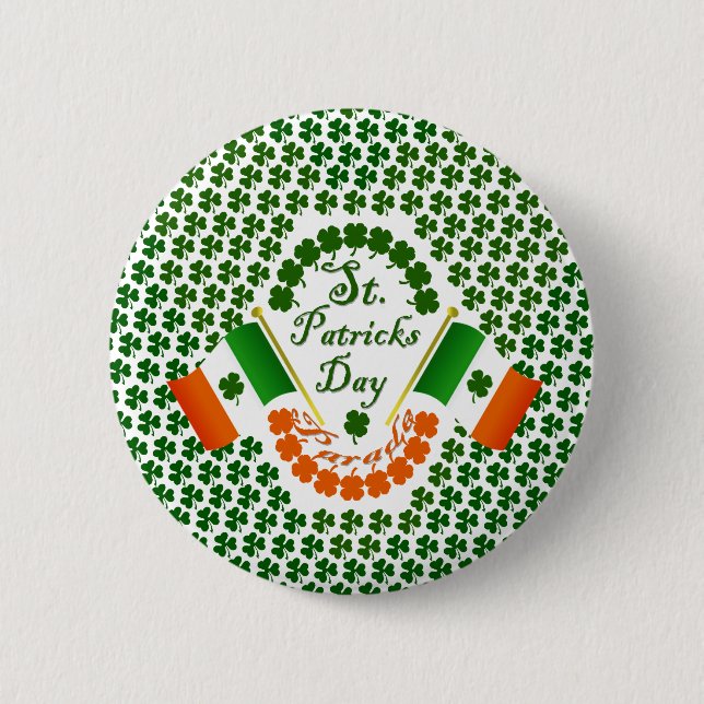 Irish clover flag of Ireland Eire gear Pinback Button (Front)