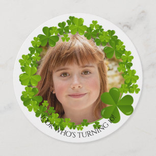 Irish Clover Frame Photo Round Invitation