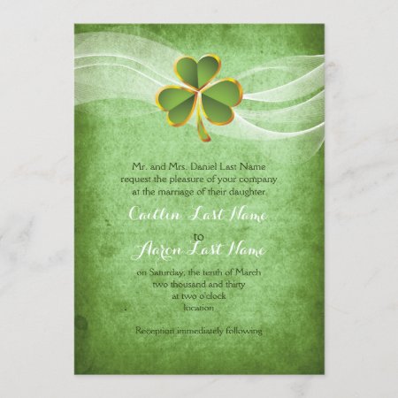 Irish Clover Green Saint Patrick’s Day Wedding Invitation