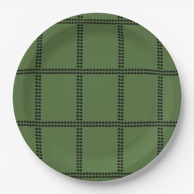 Irish Clover Green St. Patrick's Day Paper Plates (Front)