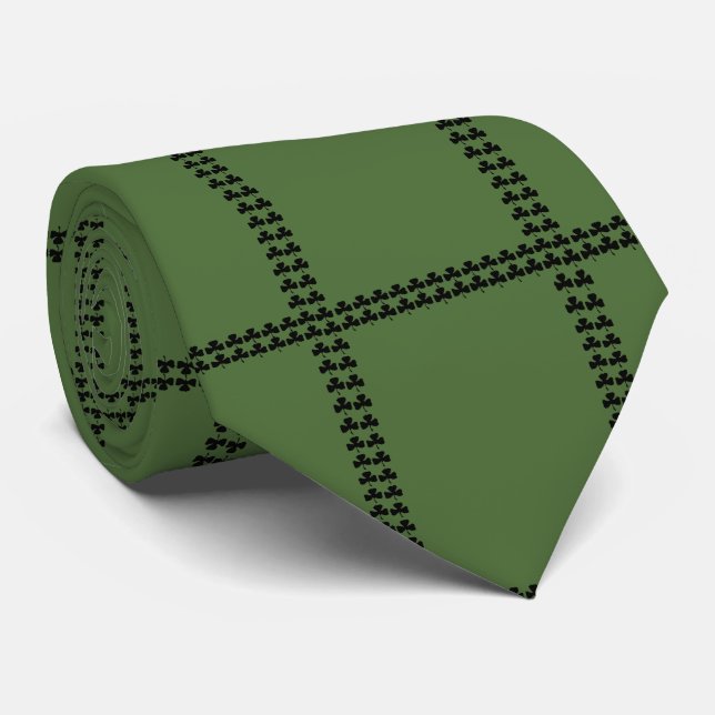 Irish Clover Green St. Patrick's Day Tie (Rolled)