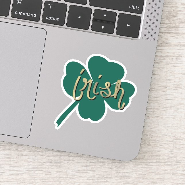 Irish Clover Hand Lettering  St Patricks Day Name Sticker (Detail)