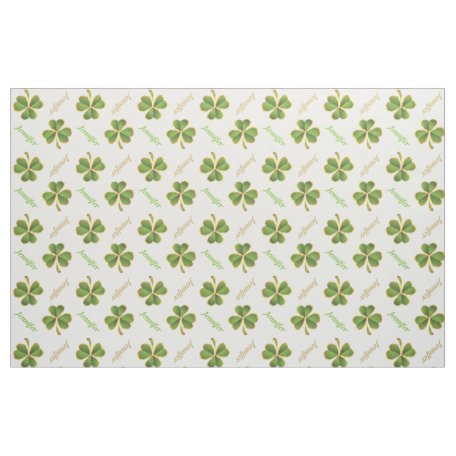 Irish clover & name St. Patrick's Day personalized Fabric | Zazzle