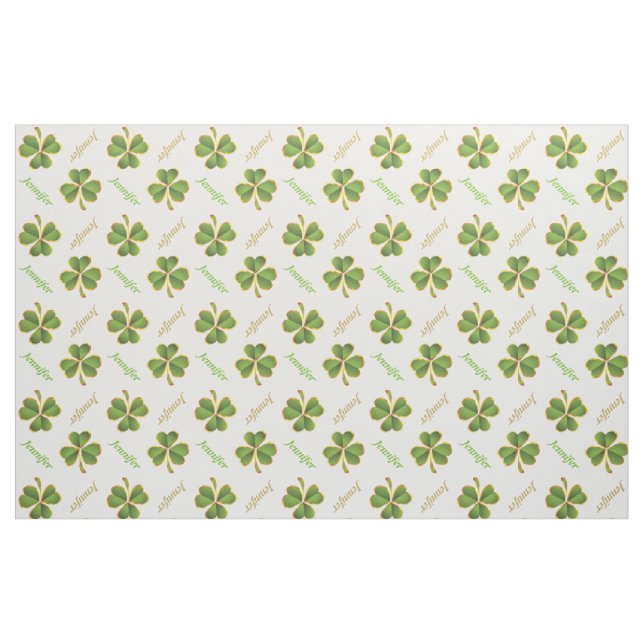 Irish clover & name St. Patrick's Day personalized Fabric (Fat Quarter)