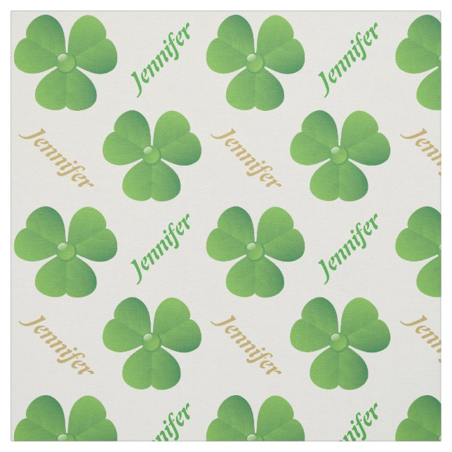 Irish clover & name St. Patrick's Day personalized Fabric (Swatch)