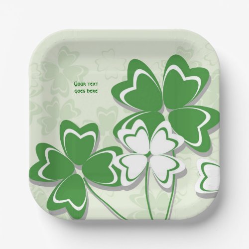 Irish clover shamrock St Patricks Day Paper Plates