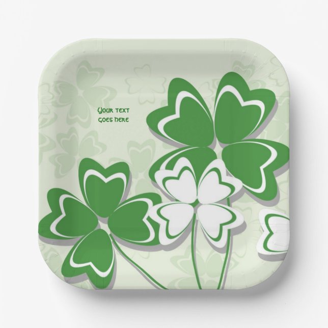 Irish clover shamrock St. Patrick’s Day Paper Plates (Front)