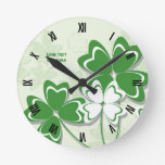 Irish clover shamrock St. Patrick’s Day Round Clock