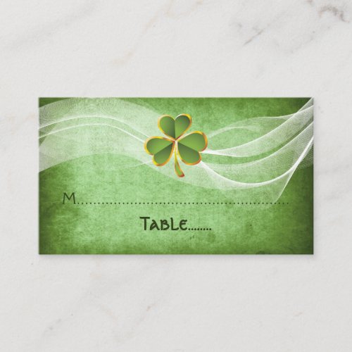 Irish clover  veil green Irish wedding place card