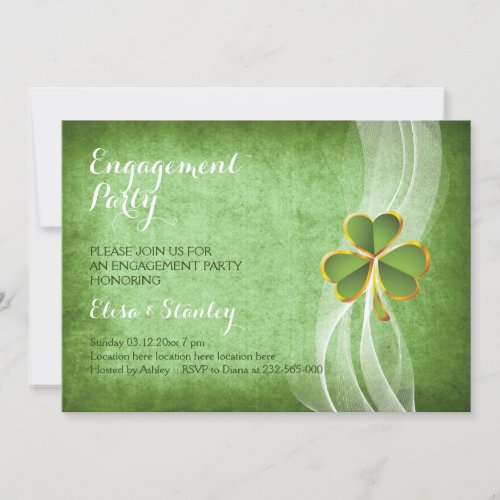 Irish clover  veil wedding engagement party invitation