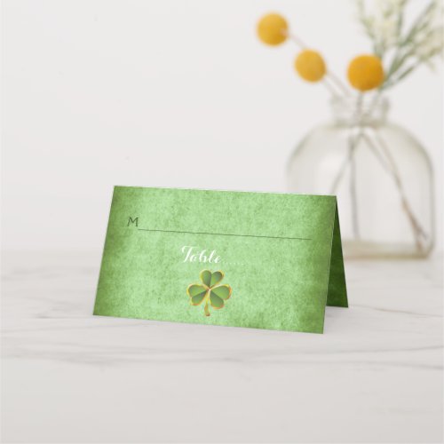 Irish clover  veil wedding folded escort card